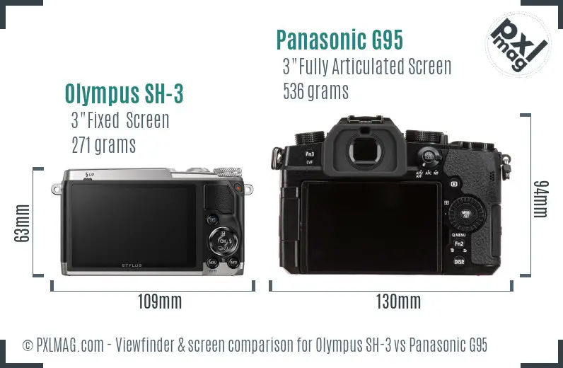 Olympus SH-3 vs Panasonic G95 Screen and Viewfinder comparison