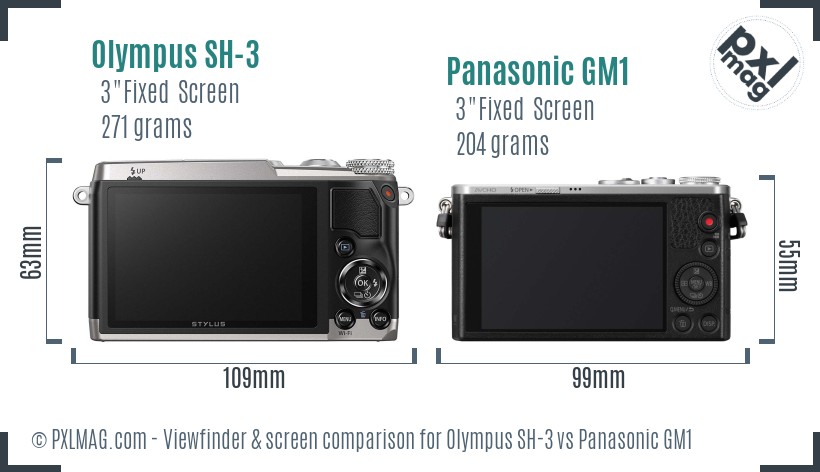 Olympus SH-3 vs Panasonic GM1 Screen and Viewfinder comparison