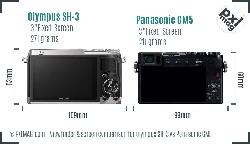 Olympus SH-3 vs Panasonic GM5 Screen and Viewfinder comparison
