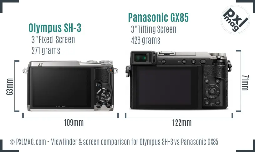 Olympus SH-3 vs Panasonic GX85 Screen and Viewfinder comparison