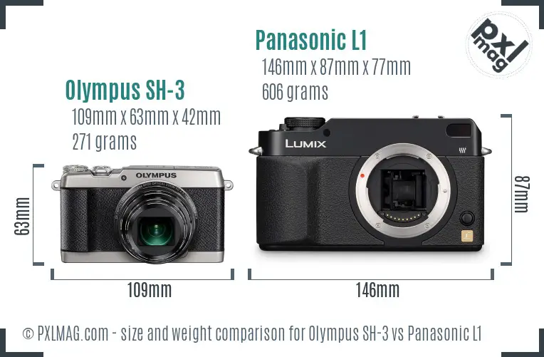 Olympus SH-3 vs Panasonic L1 size comparison
