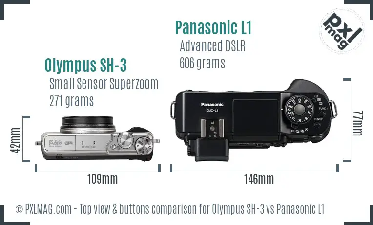 Olympus SH-3 vs Panasonic L1 top view buttons comparison