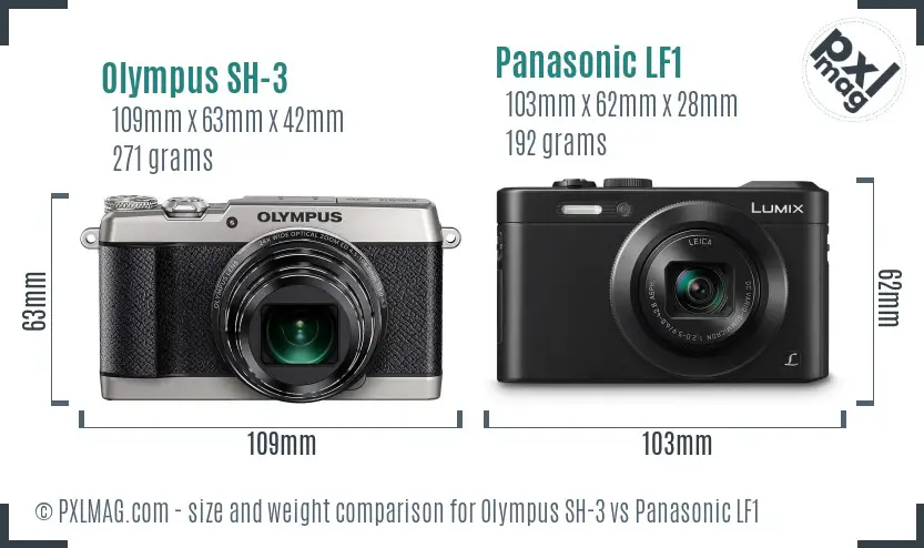 Olympus SH-3 vs Panasonic LF1 size comparison