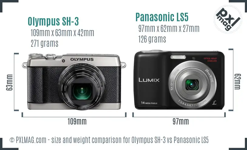 Olympus SH-3 vs Panasonic LS5 size comparison