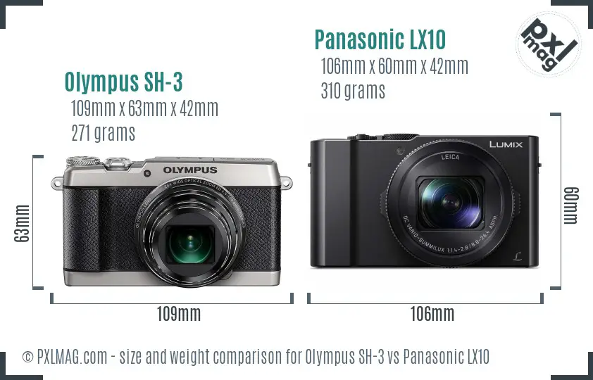 Olympus SH-3 vs Panasonic LX10 size comparison