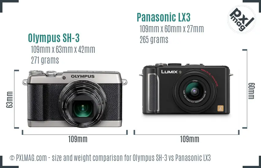 Olympus SH-3 vs Panasonic LX3 size comparison