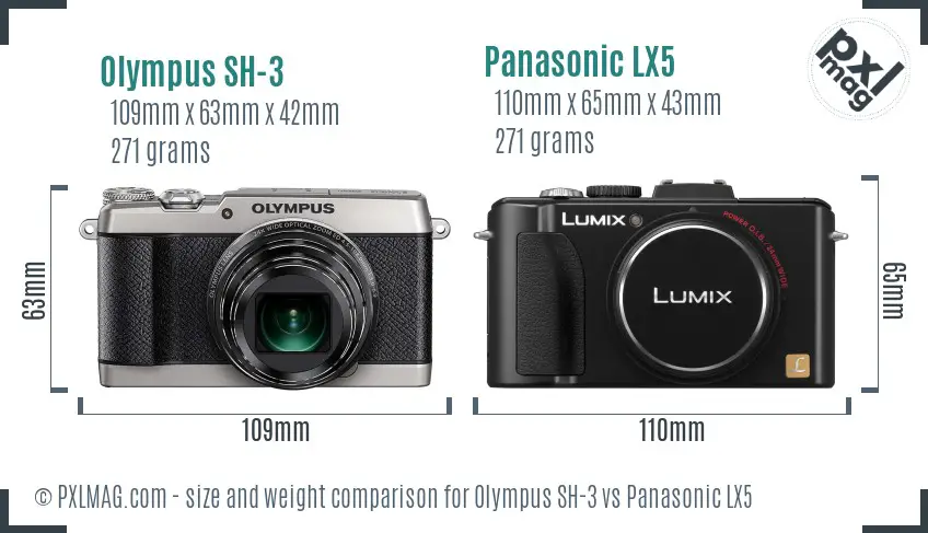 Olympus SH-3 vs Panasonic LX5 size comparison