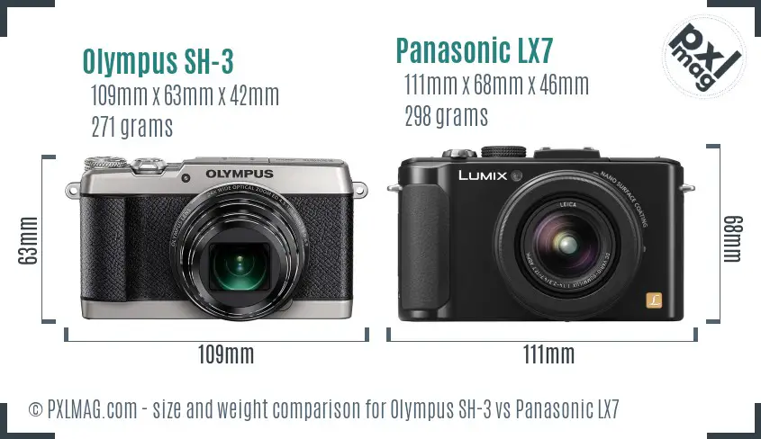 Olympus SH-3 vs Panasonic LX7 size comparison