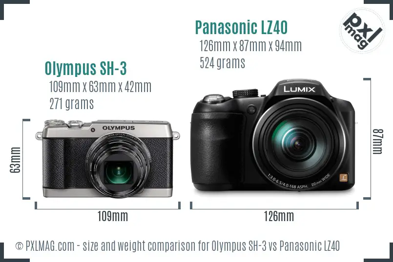 Olympus SH-3 vs Panasonic LZ40 size comparison