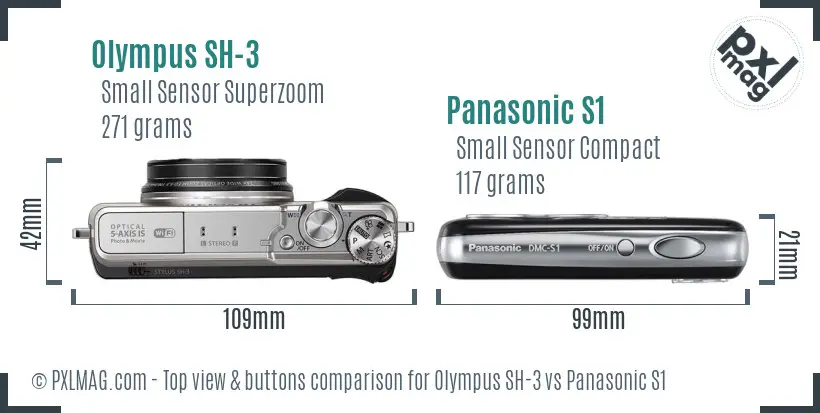 Olympus SH-3 vs Panasonic S1 top view buttons comparison