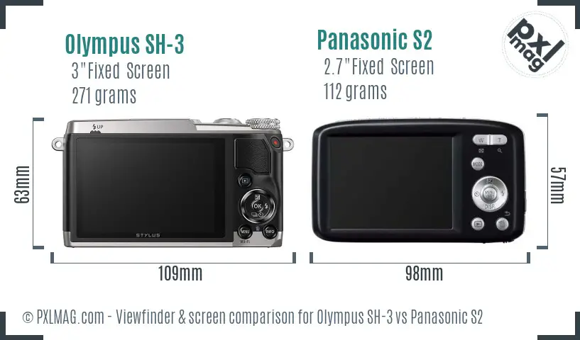 Olympus SH-3 vs Panasonic S2 Screen and Viewfinder comparison