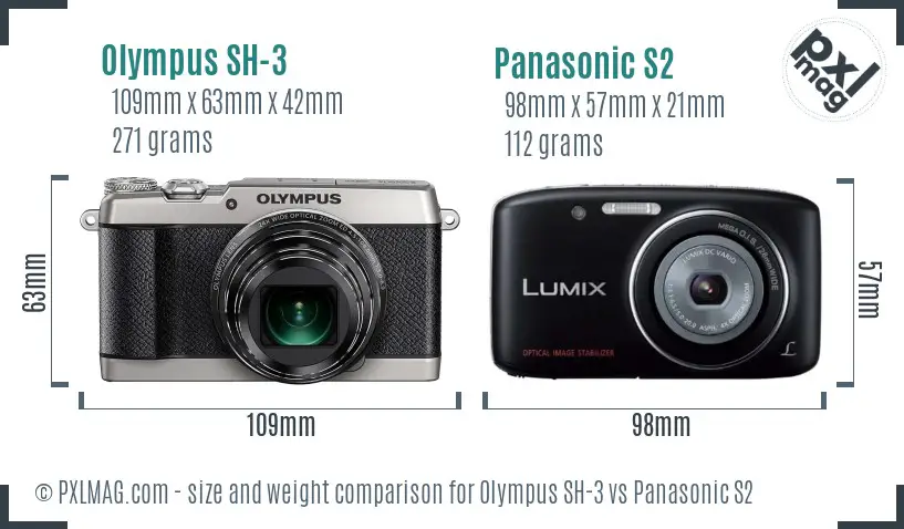 Olympus SH-3 vs Panasonic S2 size comparison