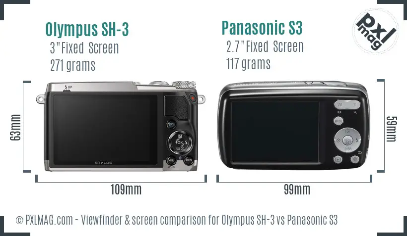 Olympus SH-3 vs Panasonic S3 Screen and Viewfinder comparison