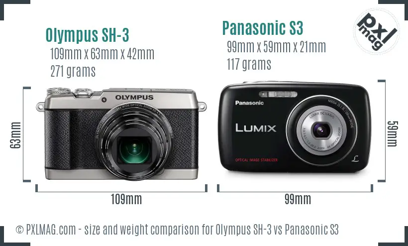 Olympus SH-3 vs Panasonic S3 size comparison