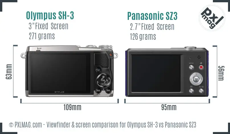 Olympus SH-3 vs Panasonic SZ3 Screen and Viewfinder comparison