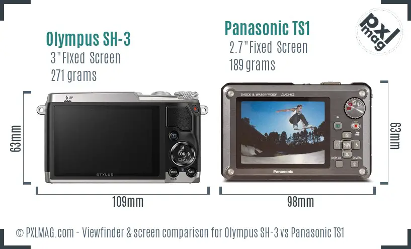 Olympus SH-3 vs Panasonic TS1 Screen and Viewfinder comparison