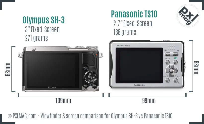 Olympus SH-3 vs Panasonic TS10 Screen and Viewfinder comparison