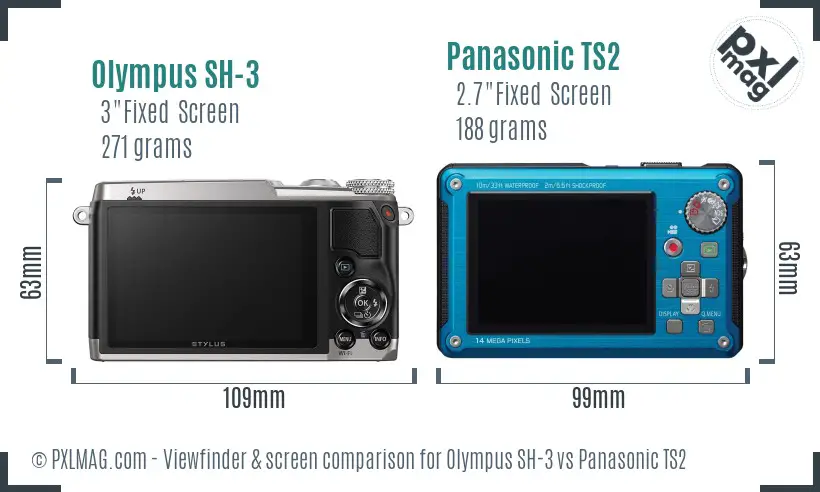 Olympus SH-3 vs Panasonic TS2 Screen and Viewfinder comparison