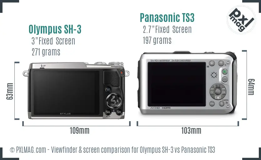 Olympus SH-3 vs Panasonic TS3 Screen and Viewfinder comparison