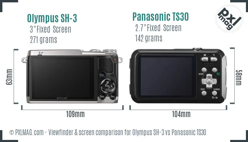 Olympus SH-3 vs Panasonic TS30 Screen and Viewfinder comparison
