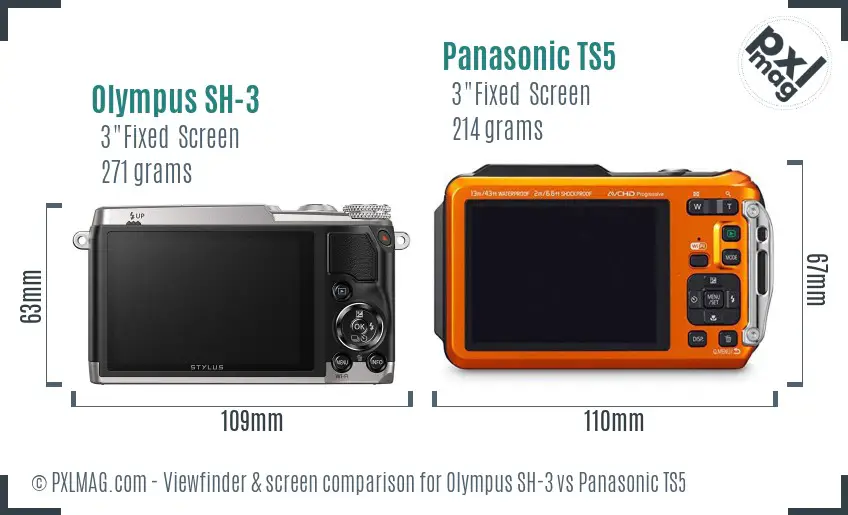 Olympus SH-3 vs Panasonic TS5 Screen and Viewfinder comparison