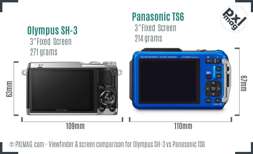 Olympus SH-3 vs Panasonic TS6 Screen and Viewfinder comparison
