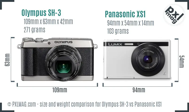 Olympus SH-3 vs Panasonic XS1 size comparison