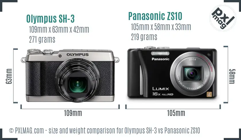 Olympus SH-3 vs Panasonic ZS10 size comparison