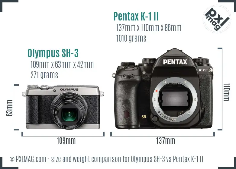 Olympus SH-3 vs Pentax K-1 II size comparison
