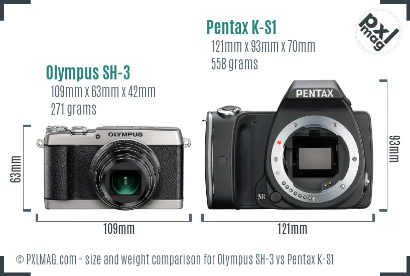 Olympus SH-3 vs Pentax K-S1 size comparison