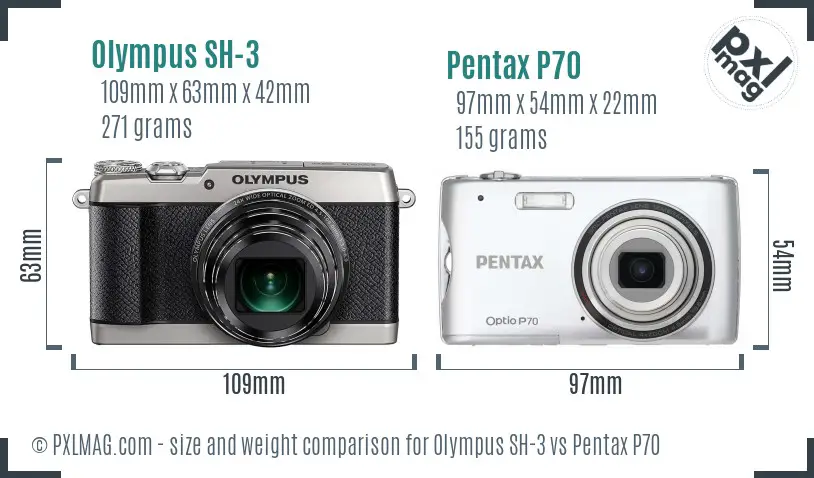 Olympus SH-3 vs Pentax P70 size comparison