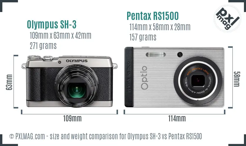 Olympus SH-3 vs Pentax RS1500 size comparison