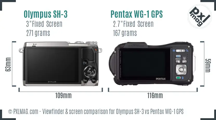 Olympus SH-3 vs Pentax WG-1 GPS Screen and Viewfinder comparison