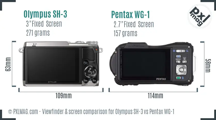 Olympus SH-3 vs Pentax WG-1 Screen and Viewfinder comparison