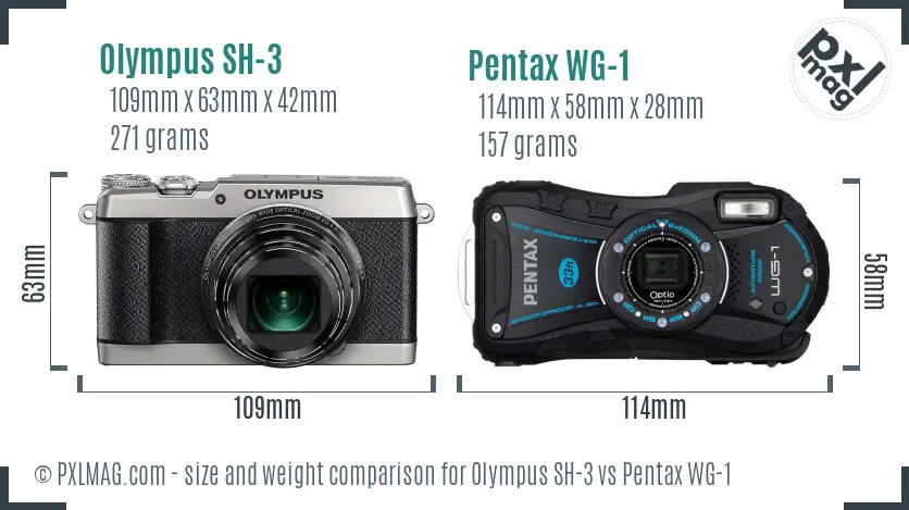 Olympus SH-3 vs Pentax WG-1 size comparison
