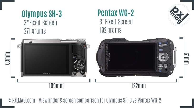 Olympus SH-3 vs Pentax WG-2 Screen and Viewfinder comparison