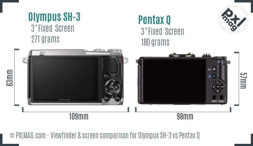 Olympus SH-3 vs Pentax Q Screen and Viewfinder comparison