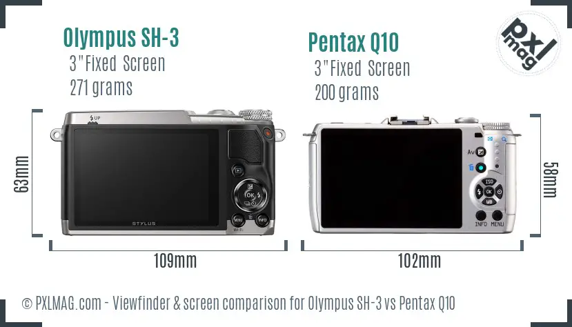 Olympus SH-3 vs Pentax Q10 Screen and Viewfinder comparison