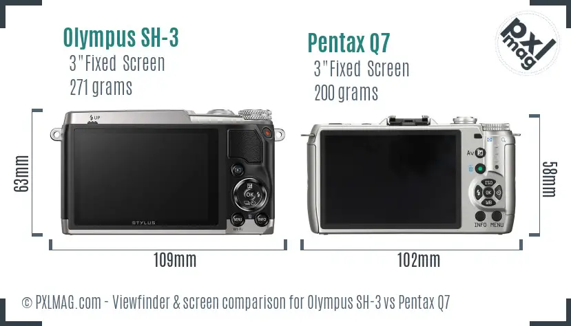 Olympus SH-3 vs Pentax Q7 Screen and Viewfinder comparison