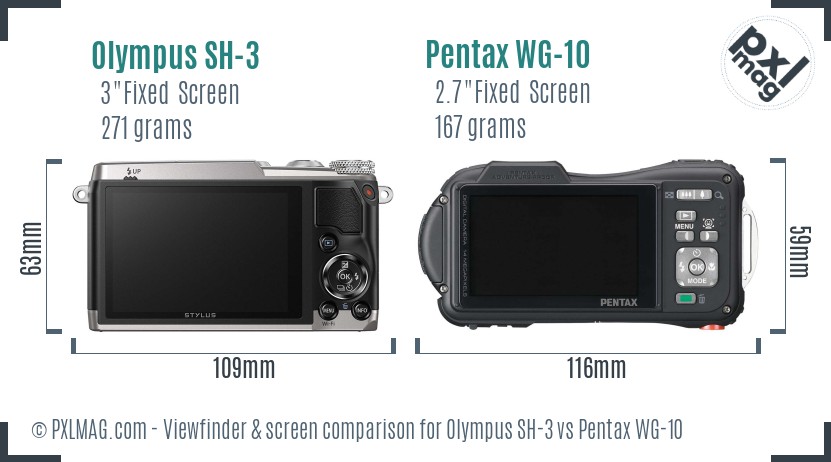 Olympus SH-3 vs Pentax WG-10 Screen and Viewfinder comparison