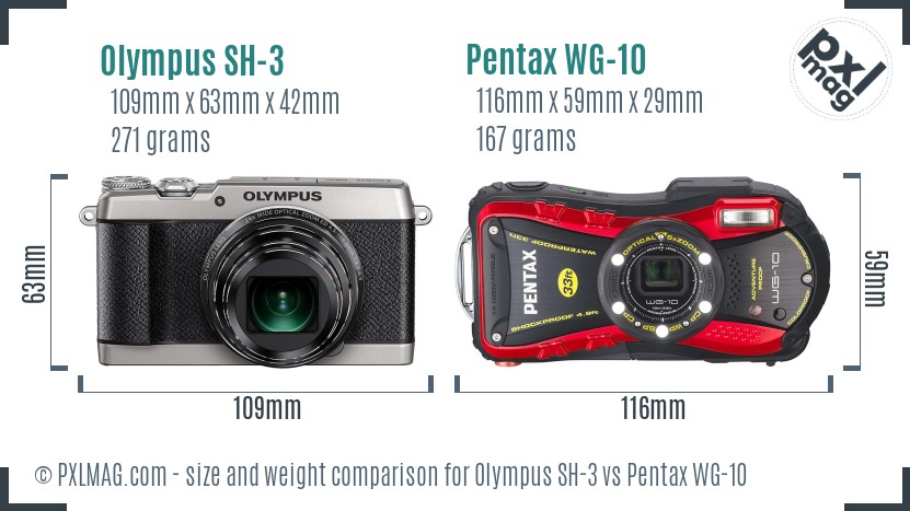 Olympus SH-3 vs Pentax WG-10 size comparison Olympus SH-3 vs Pentax WG-10 size comparison