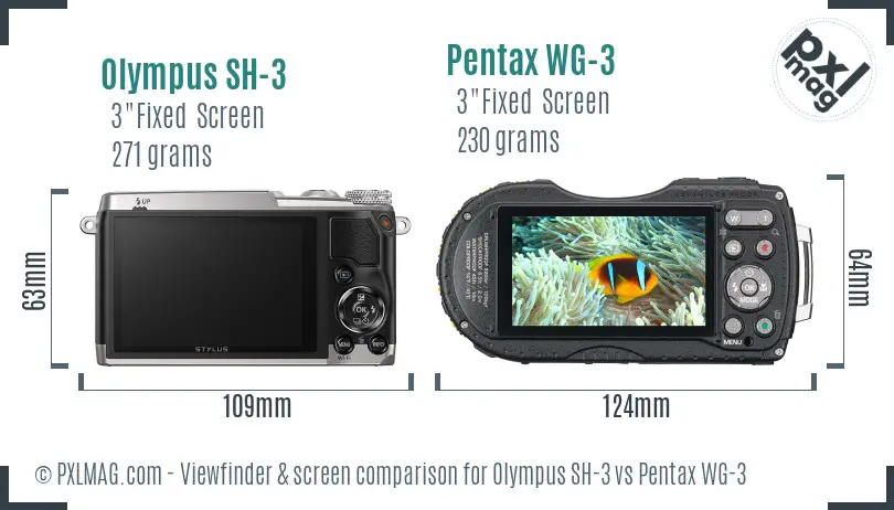 Olympus SH-3 vs Pentax WG-3 Screen and Viewfinder comparison Olympus SH-3 vs Pentax WG-3 Screen and Viewfinder comparison