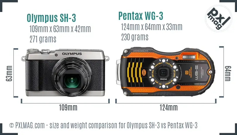Olympus SH-3 vs Pentax WG-3 size comparison Olympus SH-3 vs Pentax WG-3 size comparison