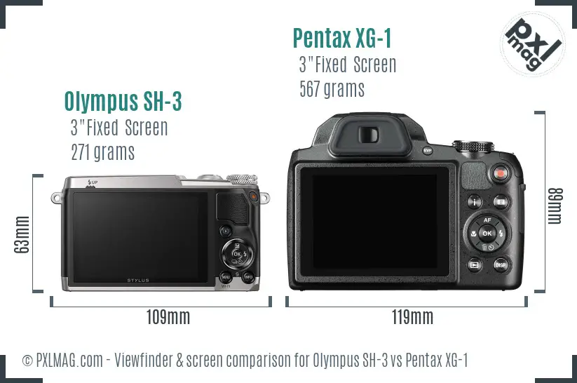 Olympus SH-3 vs Pentax XG-1 Screen and Viewfinder comparison