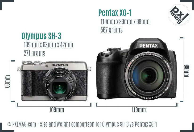 Olympus SH-3 vs Pentax XG-1 size comparison