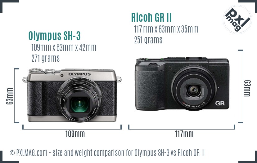 Olympus SH-3 vs Ricoh GR II size comparison Olympus SH-3 vs Ricoh GR II size comparison