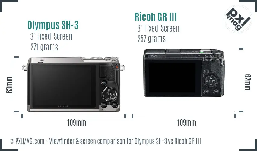 Olympus SH-3 vs Ricoh GR III Screen and Viewfinder comparison Olympus SH-3 vs Ricoh GR III Screen and Viewfinder comparison