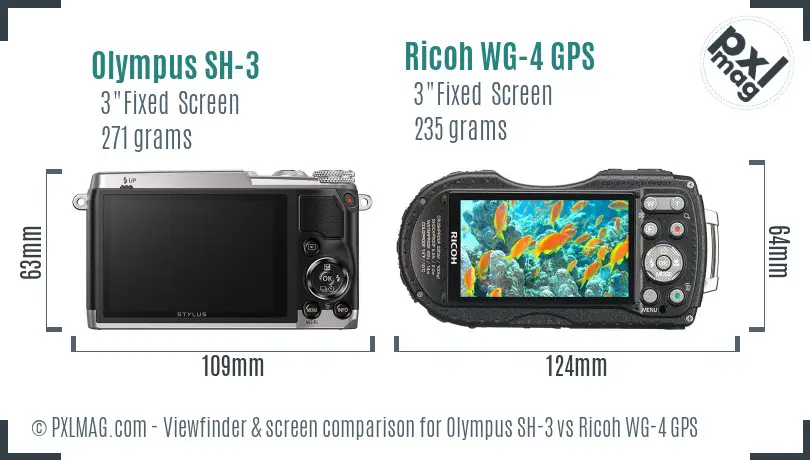 Olympus SH-3 vs Ricoh WG-4 GPS Screen and Viewfinder comparison Olympus SH-3 vs Ricoh WG-4 GPS Screen and Viewfinder comparison