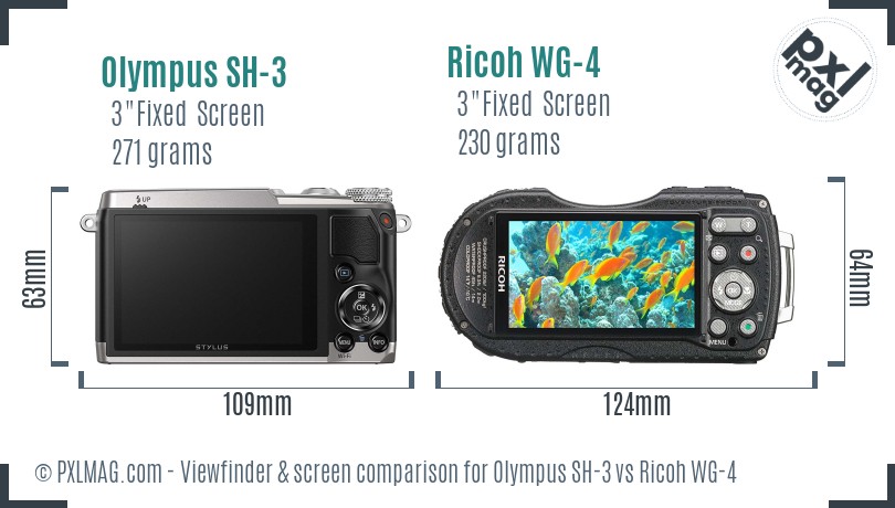 Olympus SH-3 vs Ricoh WG-4 Screen and Viewfinder comparison