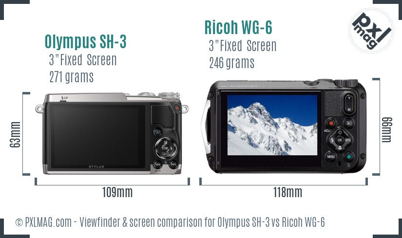 Olympus SH-3 vs Ricoh WG-6 Screen and Viewfinder comparison